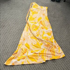 Alexis Yellow and Cream Asymmetrical Dress